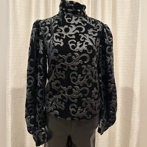 ZARA Tops, Black combination Velvet Top, size Small